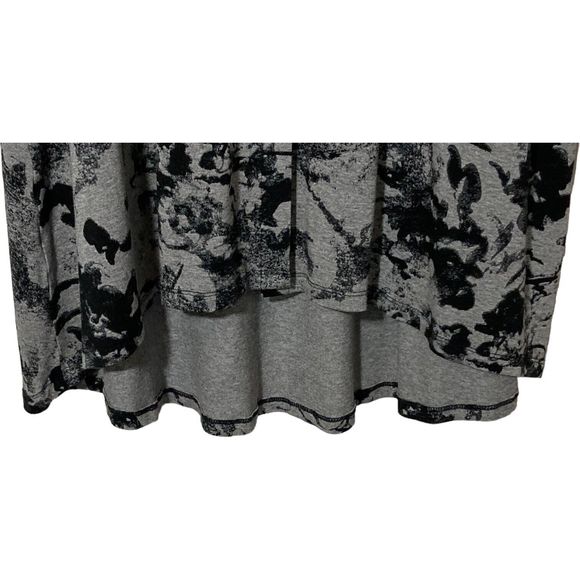 New Directions Large Gray/Black Tunic Shirt/Dress High/Low Hem 3/4 Ruched Sleeve - Picture 4 of 8